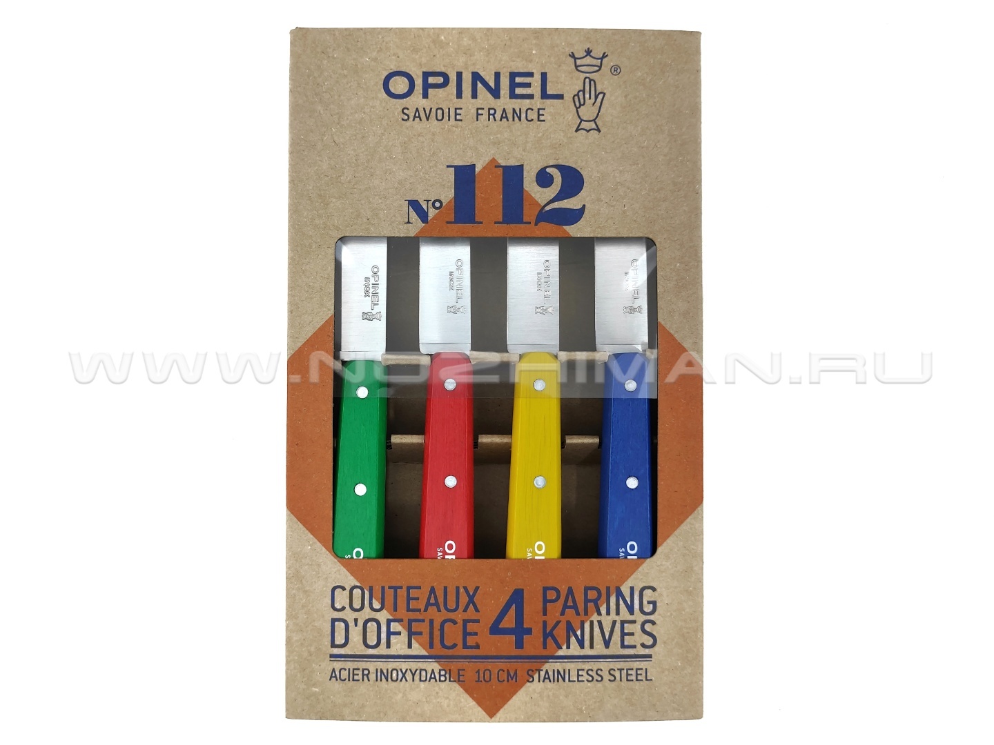 Набор из 4-х кухонных ножей Opinel №112 Classic Colours 001233 сталь 12C27, рукоять бук