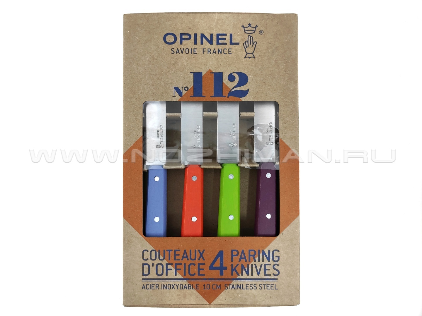Набор из 4-х кухонных ножей Opinel №112 Sweet-Pop Colours 001381 сталь 12C27, рукоять бук