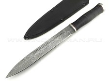 Нож "Горец-1" дамасская сталь, рукоять наборная кожа (Титов & Солдатова)