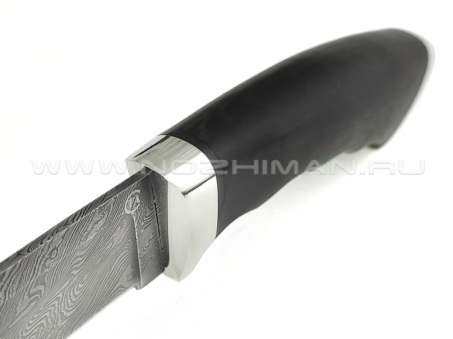 Нож "Кобра-3" дамасская сталь, рукоять граб, мельхиор (Титов & Солдатова)