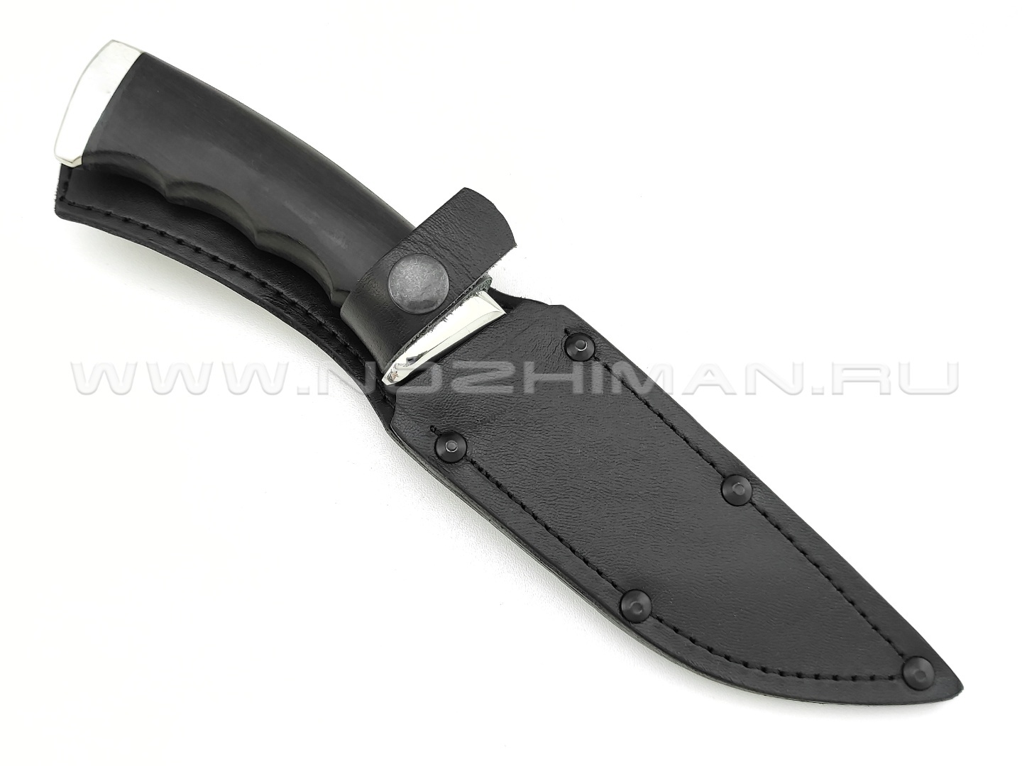 Нож "Кобра-3" дамасская сталь, рукоять граб, мельхиор (Титов & Солдатова)