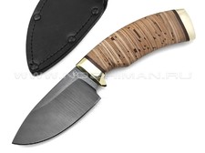 Нож "Барсук-3" сталь 65Г, рукоять наборная береста, латунь (Титов & Солдатова)