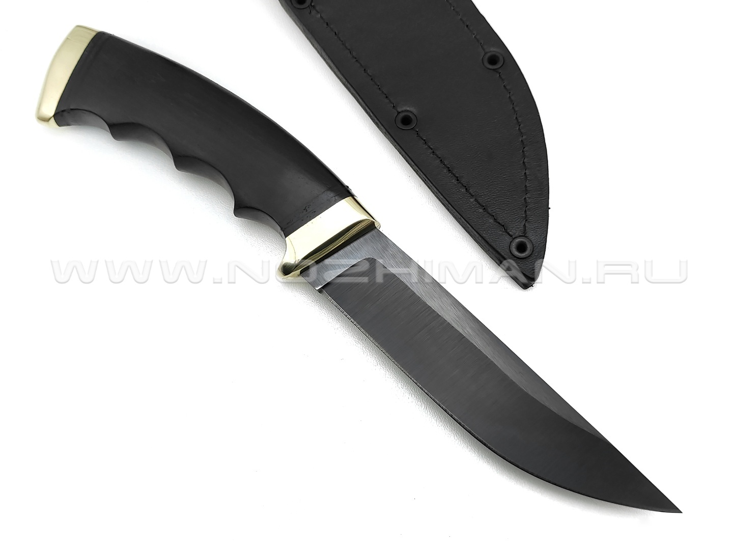 Нож "Кобра-3" сталь 65Г, рукоять наборная кожа, мельхиор (Титов & Солдатова)