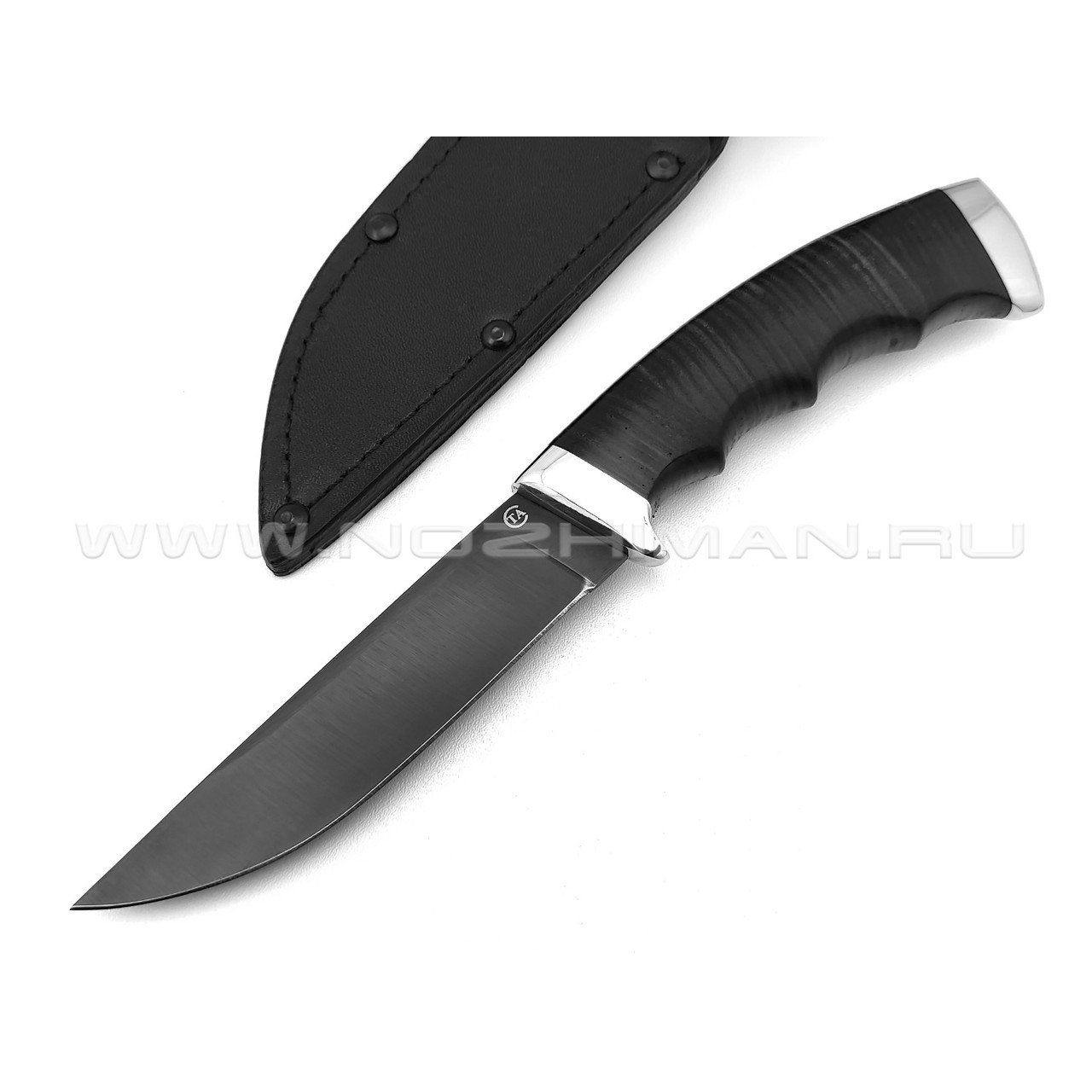 Нож "Кобра-3" сталь 65Г, рукоять наборная кожа, мельхиор (Титов & Солдатова)