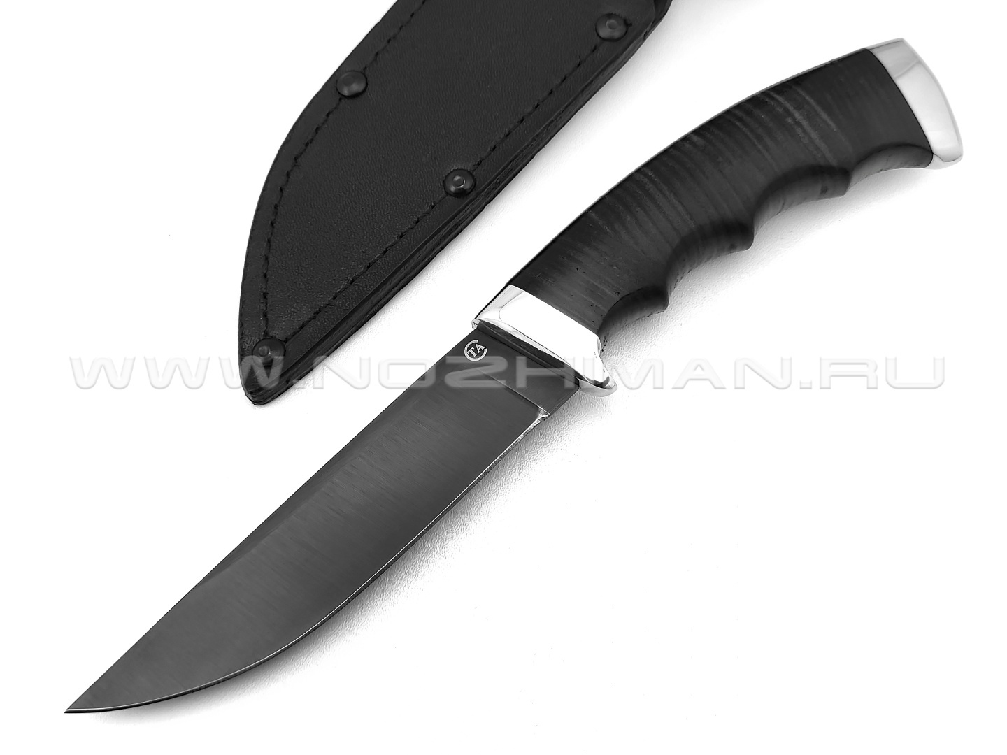 Нож "Кобра-3" сталь 65Г, рукоять наборная кожа, мельхиор (Титов & Солдатова)
