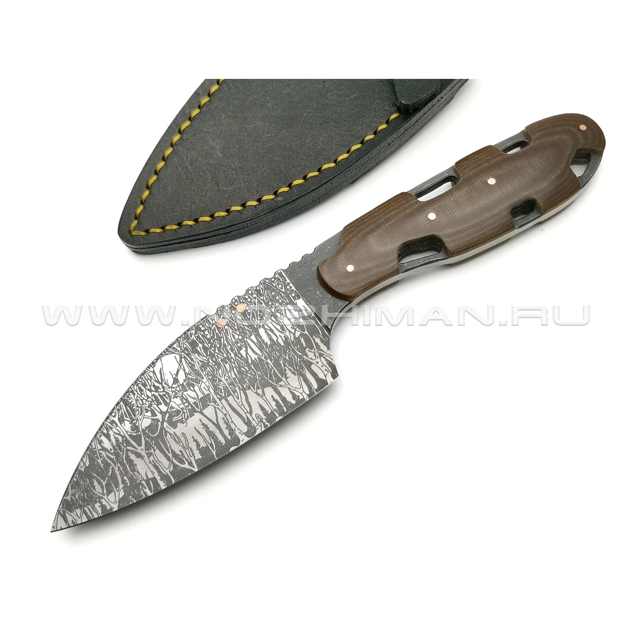 1-й Цех нож "РЕзань" сталь 440C рукоять микарта, ножны кожа