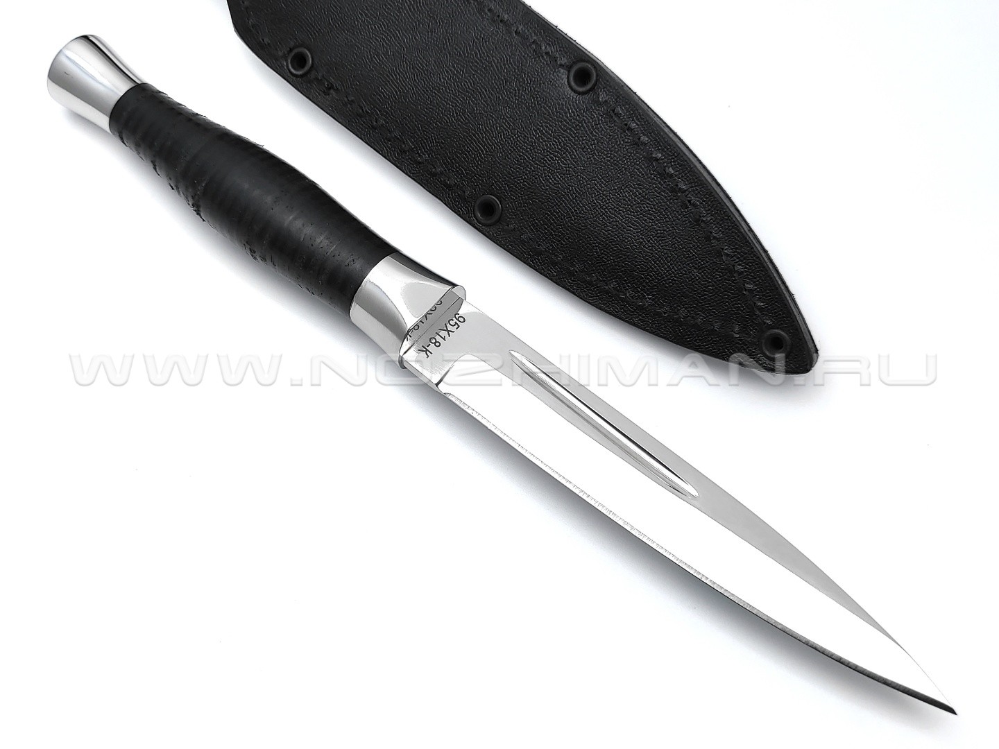 Нож "Горец-3М" сталь 95Х18, рукоять наборная кожа, сталь (Титов & Солдатова)