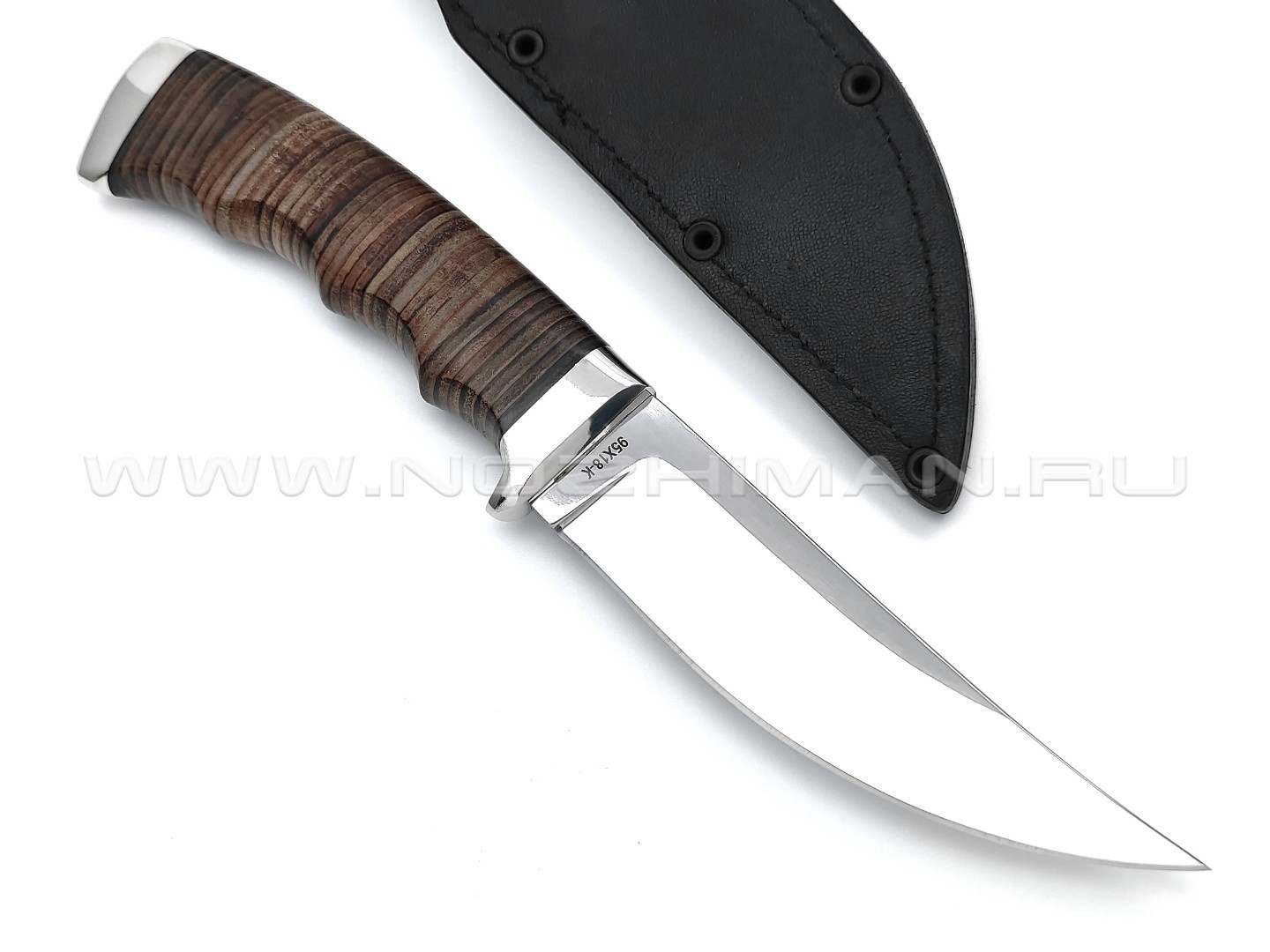 Нож "Боец-3" сталь 95Х18, наборная кожа (Титов & Солдатова)