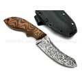 Волчий Век нож "Кондрат 10" сталь Niolox WA Дамаскаж, рукоять G10 black & orange