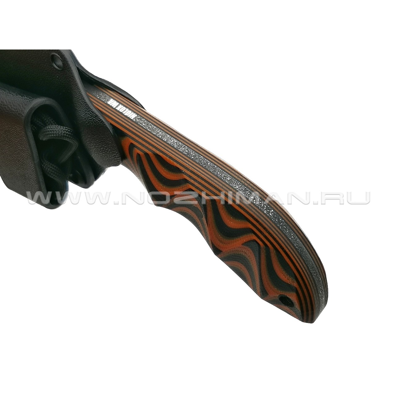 Волчий Век нож "Кондрат 10" сталь Niolox WA Дамаскаж, рукоять G10 black & orange