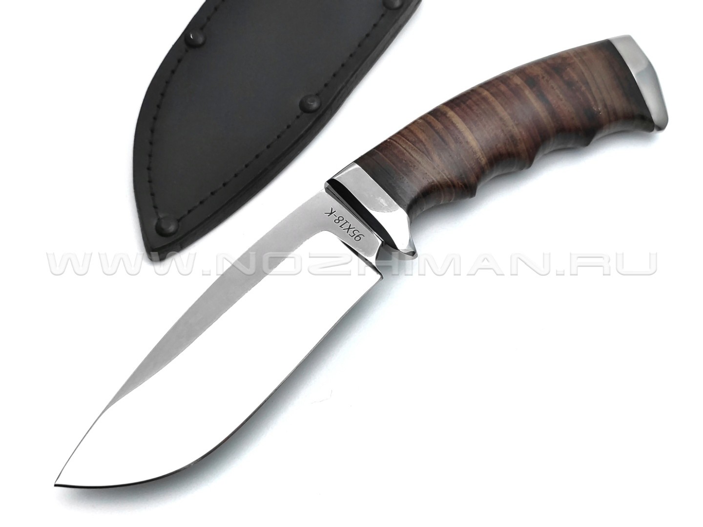 Нож "Барсук-2" сталь 95Х18, рукоять наборная кожа (Титов & Солдатова)