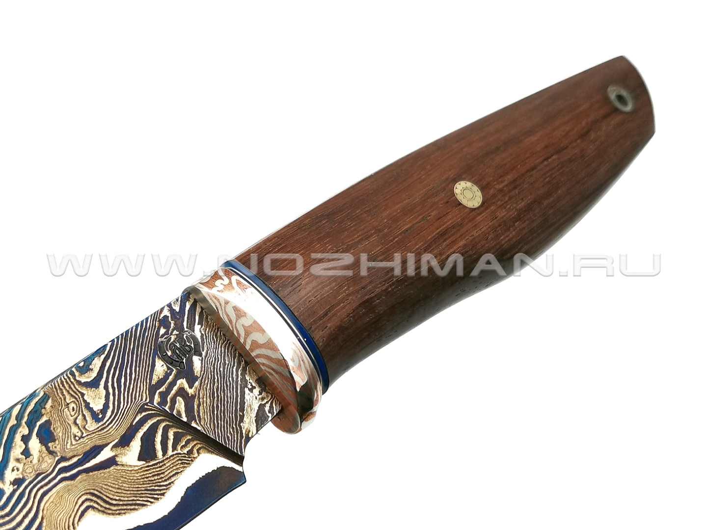 Нож "НЛВ16" ламинат 9ХС, рукоять палисандр, мокумэ-гане (Кузница Васильева)