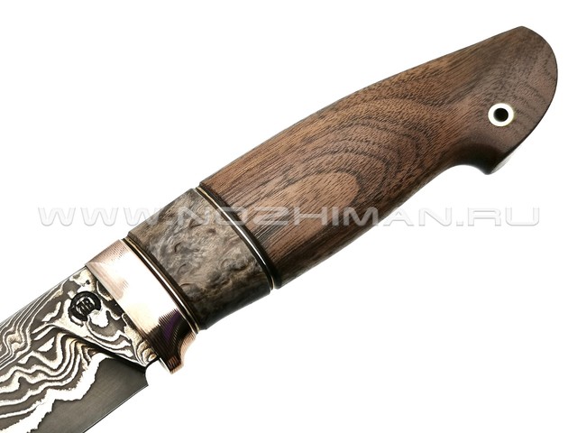 Нож "НЛВ19" ламинат 9ХС, рукоять палисандр, мокумэ-гане (Кузница Васильева)