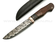 Нож "НЛВ27" ламинат 9ХС, рукоять дерево орех, мокумэ-гане (Кузница Васильева)