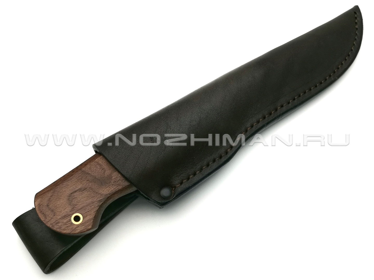 Нож "НЛВ27" ламинат 9ХС, рукоять дерево орех, мокумэ-гане (Кузница Васильева)