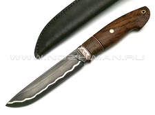 Нож "НЛВ18" ламинат S390, рукоять айронвуд, позвонок кита, мокумэ-гане (Кузница Васильева)