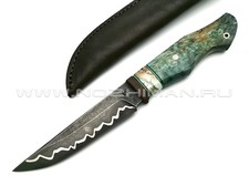 Нож "НЛВ15" ламинат S390, рукоять карельская береза, зуб мамонта, бронза (Кузница Васильева)