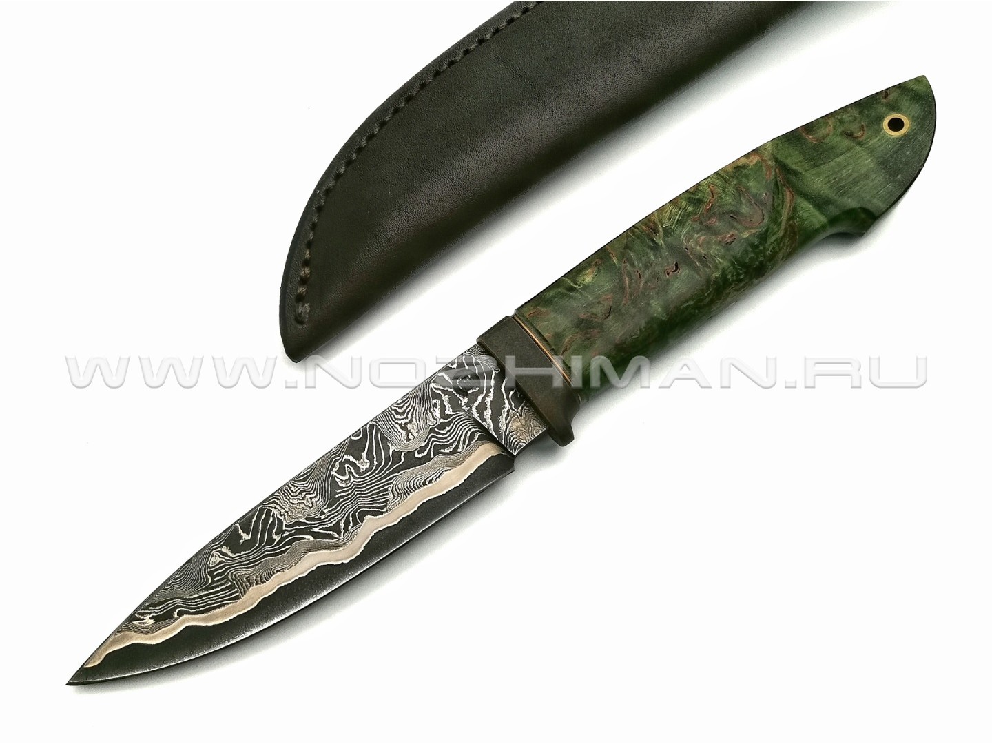 Нож "НЛВ11" ламинат 9ХС, рукоять карельская береза, бронза (Кузница Васильева)