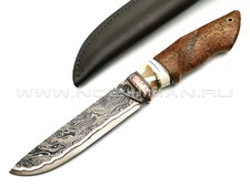 Нож "НЛВ24" ламинат 9ХС, рукоять карельская береза, бивень мамонта, мокумэ-гане (Кузница Васильева)