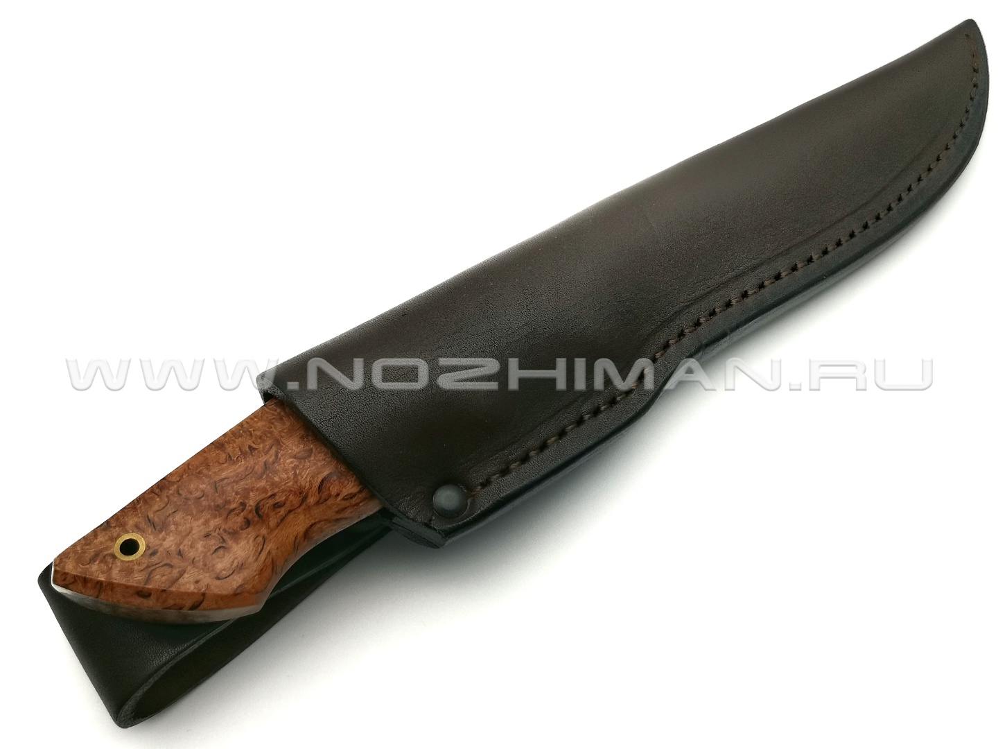 Нож "НЛВ24" ламинат 9ХС, рукоять карельская береза, бивень мамонта, мокумэ-гане (Кузница Васильева)