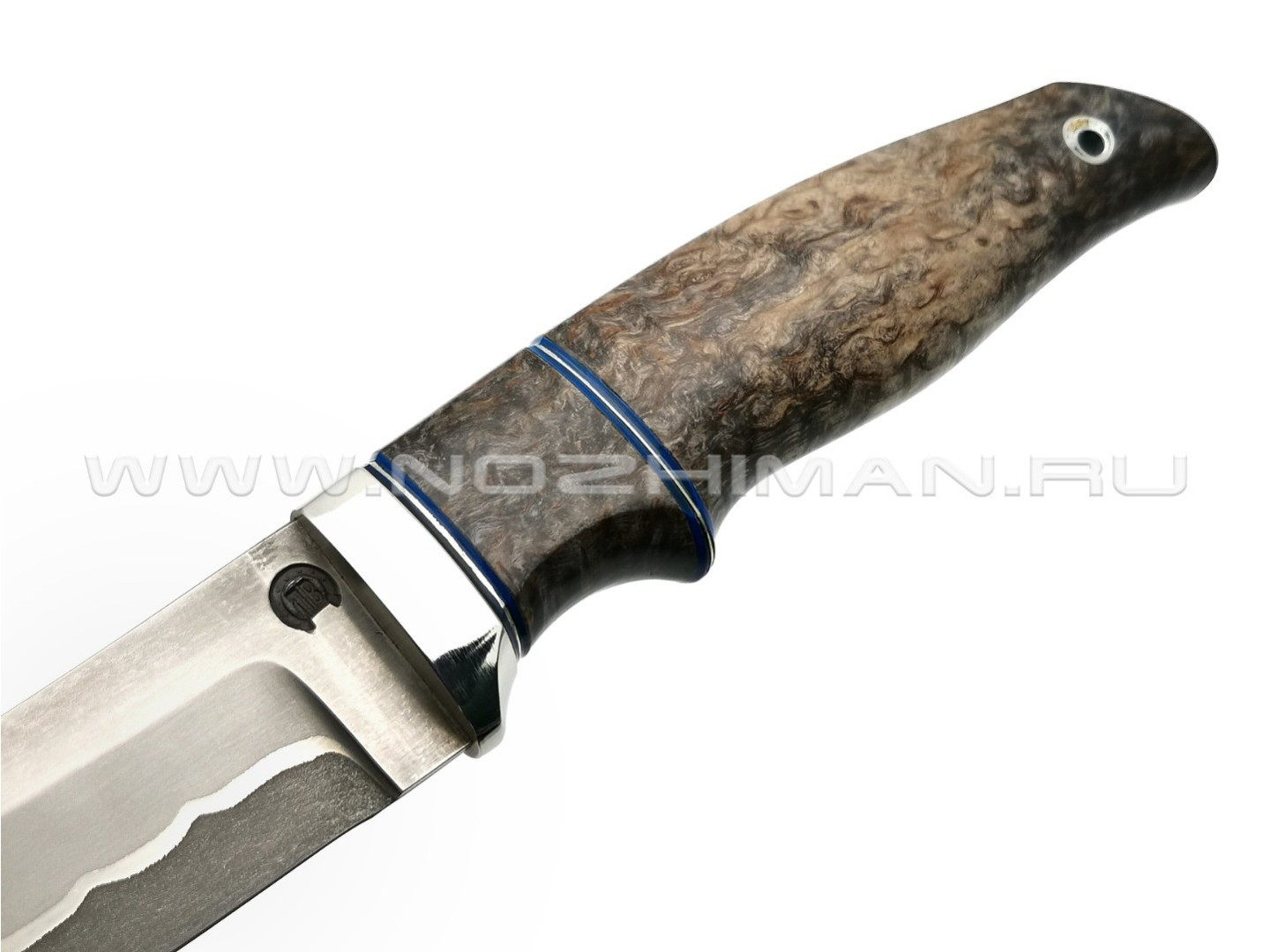 Нож "НЛВ25" ламинат 9ХС, рукоять карельская береза, нейзильбер (Кузница Васильева)