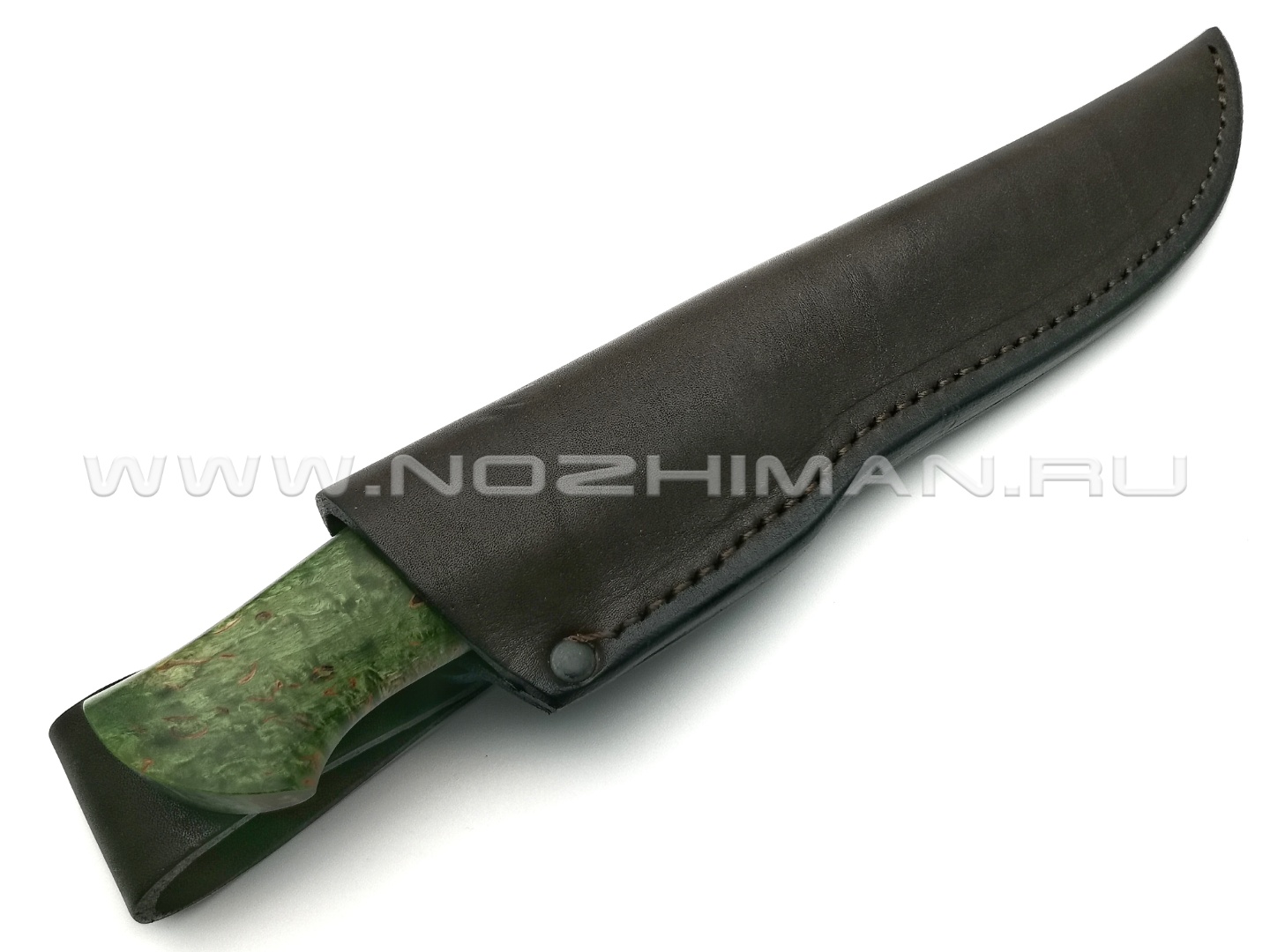 Нож "НЛВ23" ламинат 9ХС, рукоять карельская береза, рог лося (Кузница Васильева)