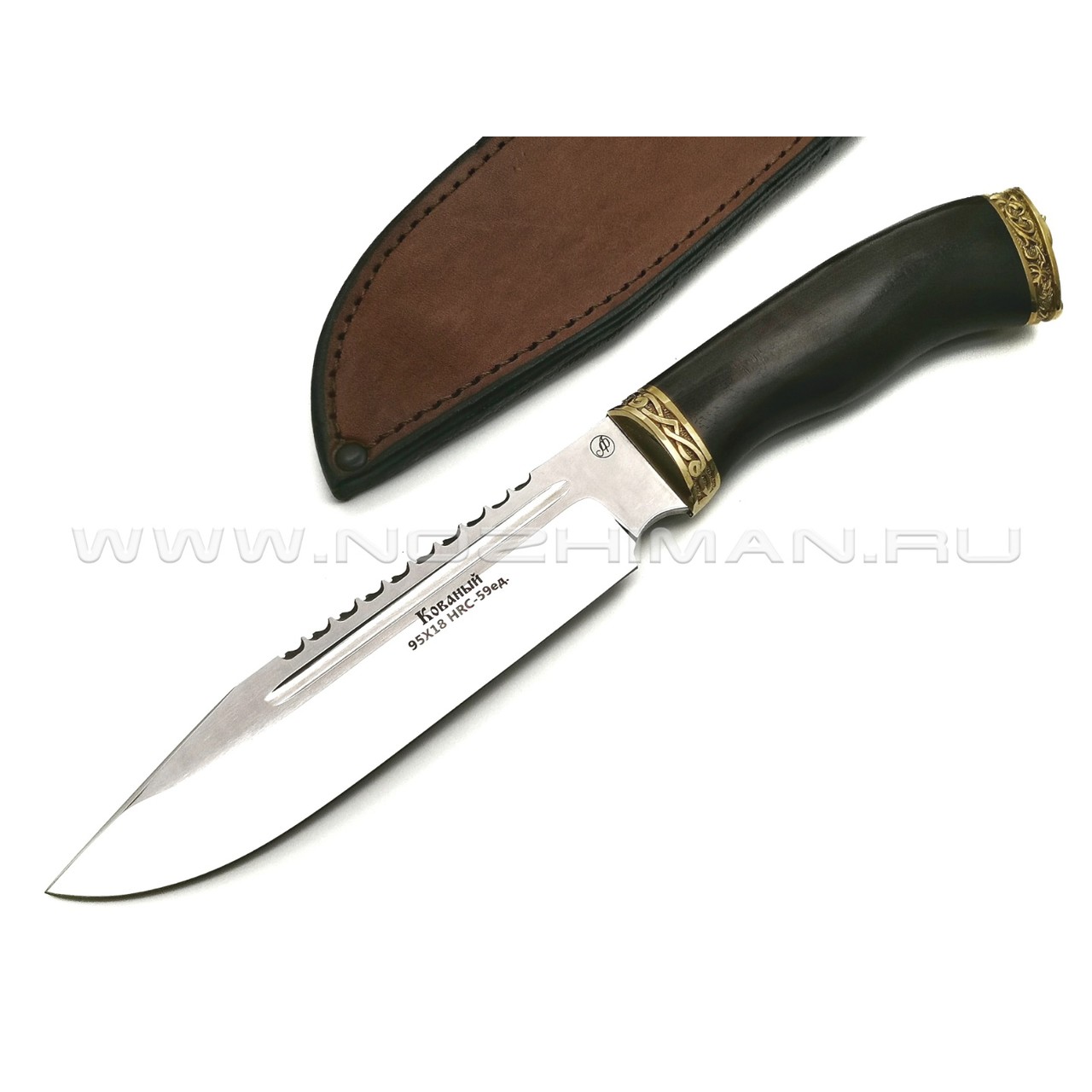 Нож Волк сталь 95Х18, рукоять граб, латунь (Фурсач А. А.)