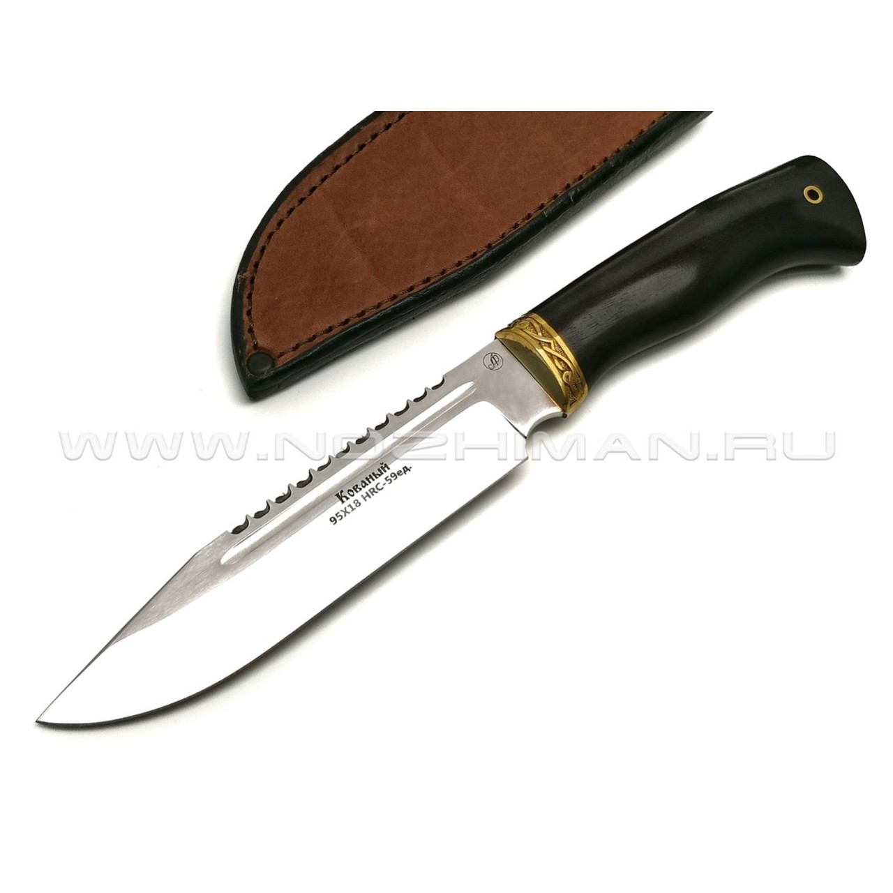 Нож Волк сталь 95Х18, рукоять граб, латунь (Фурсач А. А.)