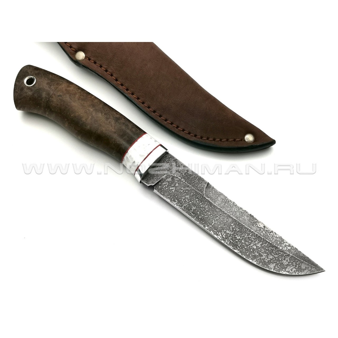 Нож Тигр сталь CPM 10V, рукоять кап клёна, мельхиор (Фурсач А. А.)