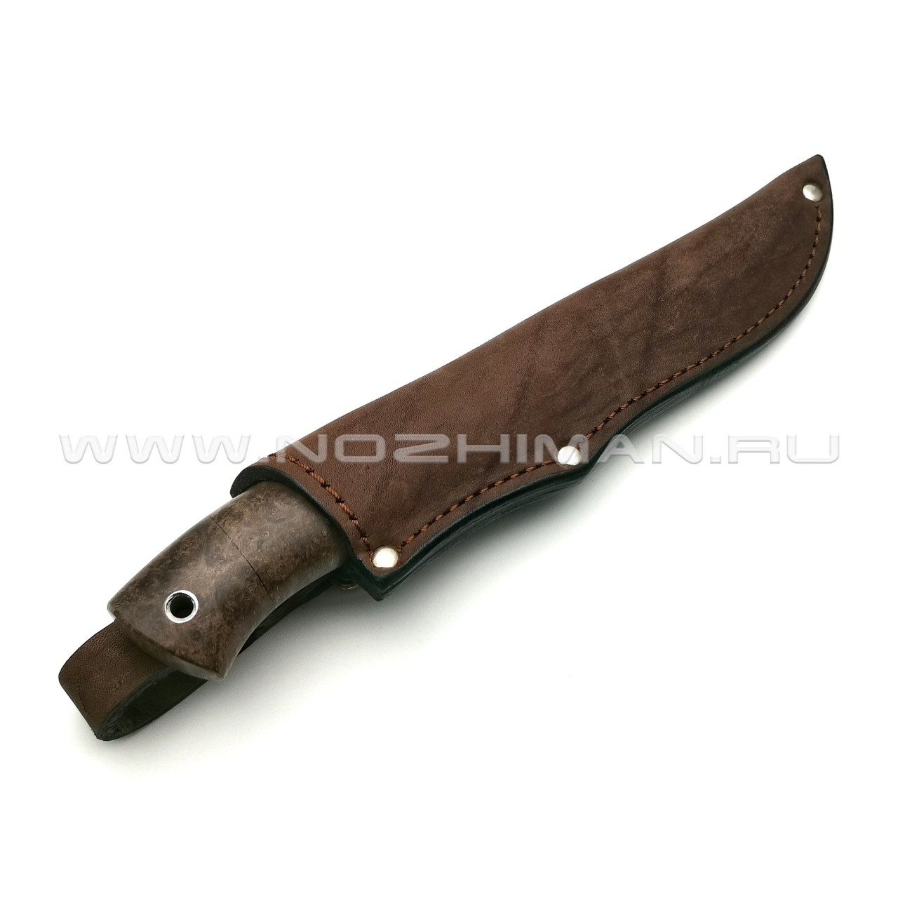 Нож Тигр сталь CPM 10V, рукоять кап клёна, мельхиор (Фурсач А. А.)