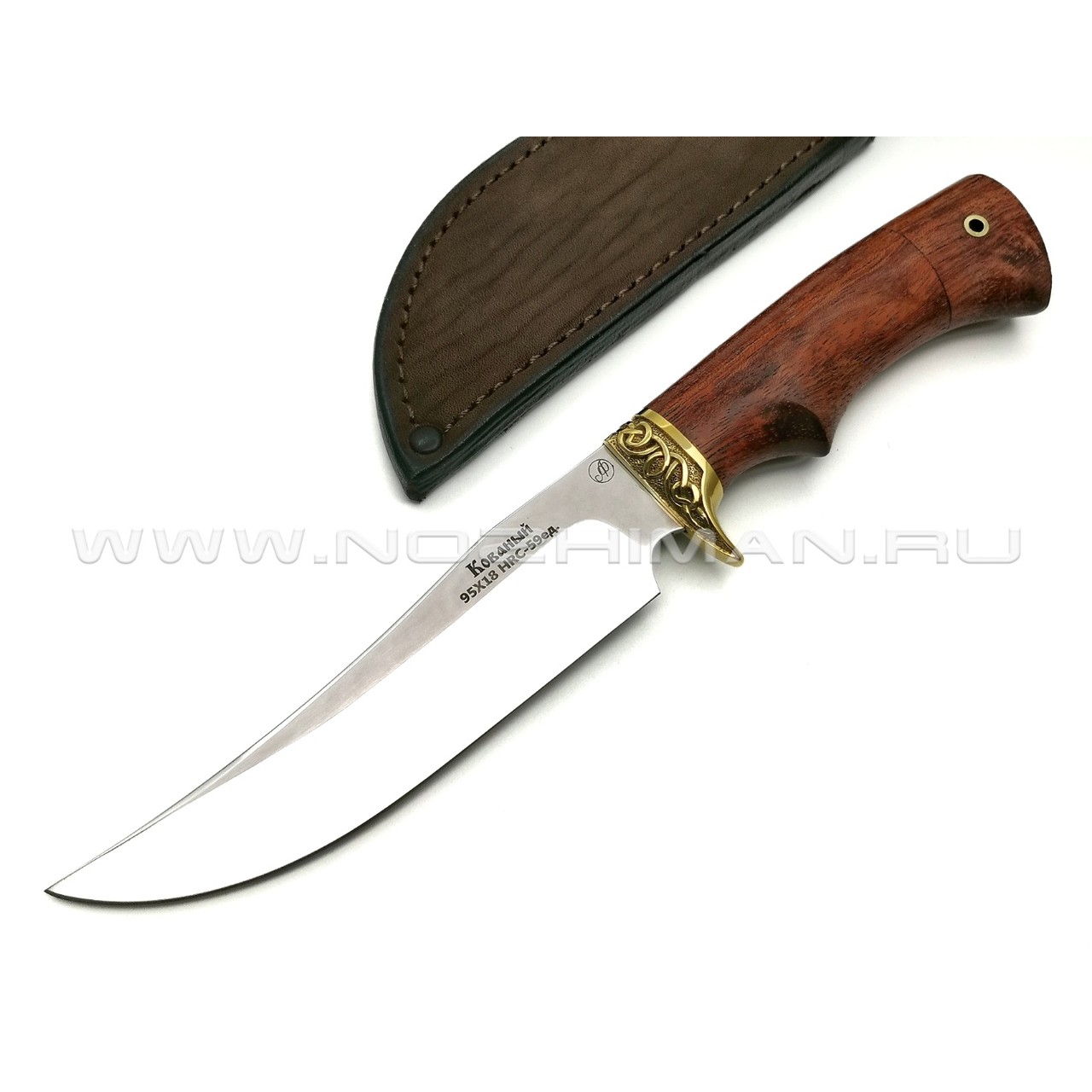 Нож Рыбак сталь 95Х18, рукоять дерево падук, латунь (Фурсач А. А.)