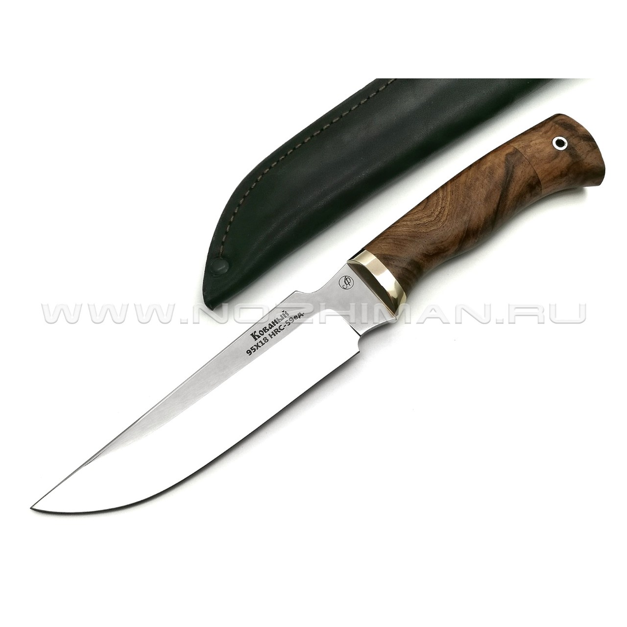 Нож Рысь сталь 95Х18, рукоять дерево орех, мельхиор (Фурсач А. А.)