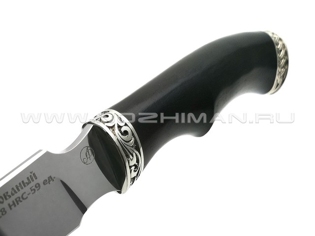 Нож Рысь-М сталь 95Х18, рукоять граб, мельхиор (Фурсач А. А.)