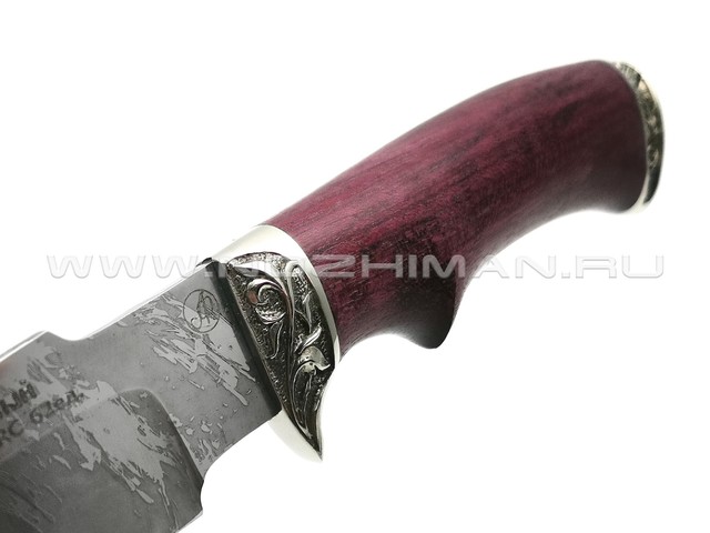 Нож Ирбис-М сталь Х12МФ, рукоять дерево амарант, мельхиор (Фурсач А. А.)