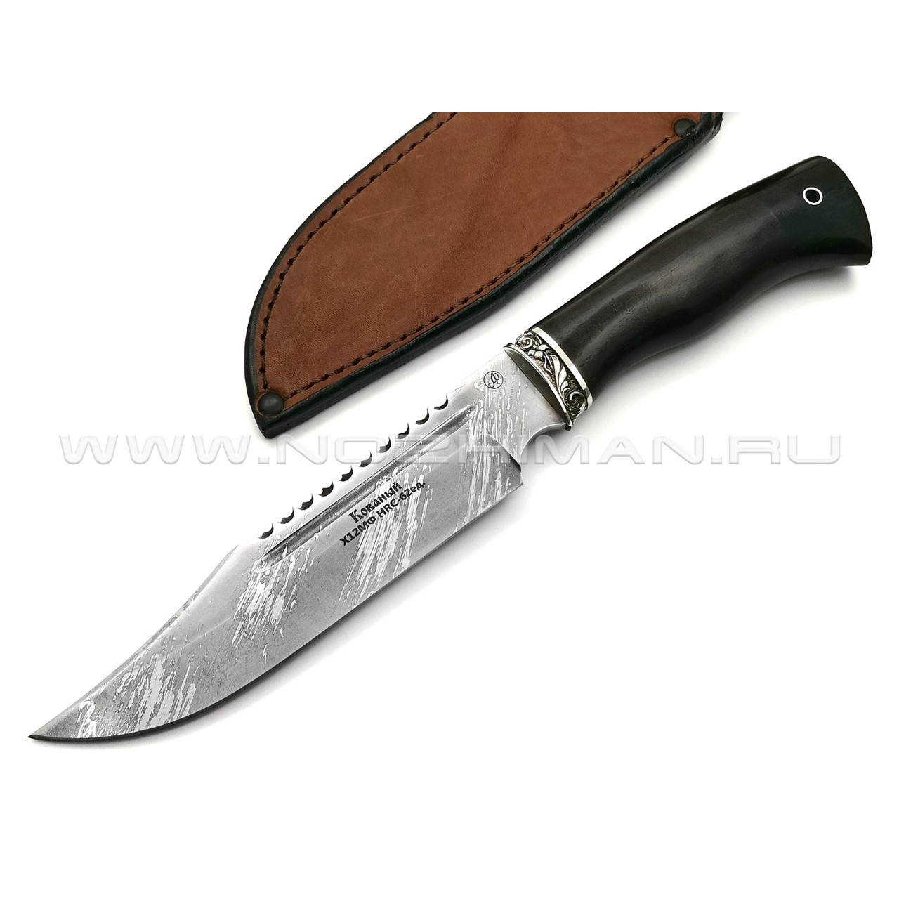 Нож Рэкс сталь Х12МФ, рукоять граб, мельхиор (Фурсач А. А.)