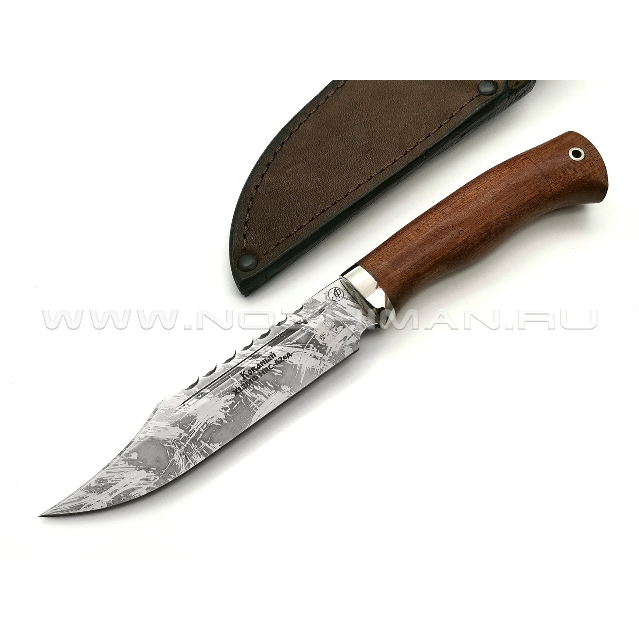 Нож Сокол сталь Х12МФ, рукоять сапеле, мельхиор (Фурсач А. А.)