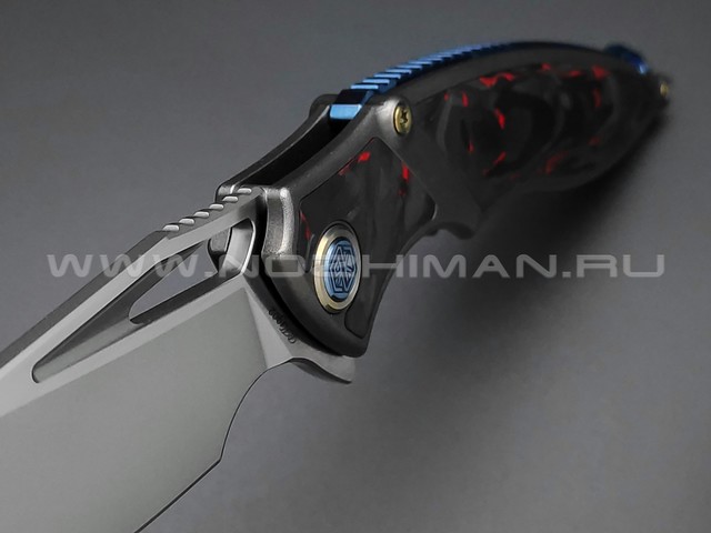 Rike Knife нож RK-1902-RCF сталь M390, рукоять Titanium/Carbon Red