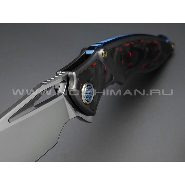 Rike Knife нож RK-1902-RCF сталь M390, рукоять Titanium/Carbon Red