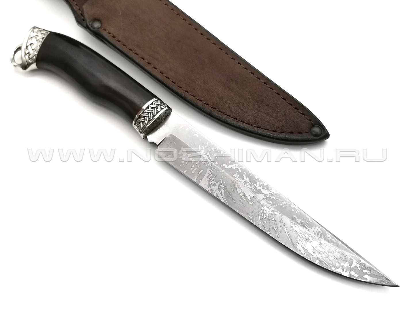 Нож Шерхан сталь Х12МФ, рукоять граб, мельхиор (Фурсач А. А.)