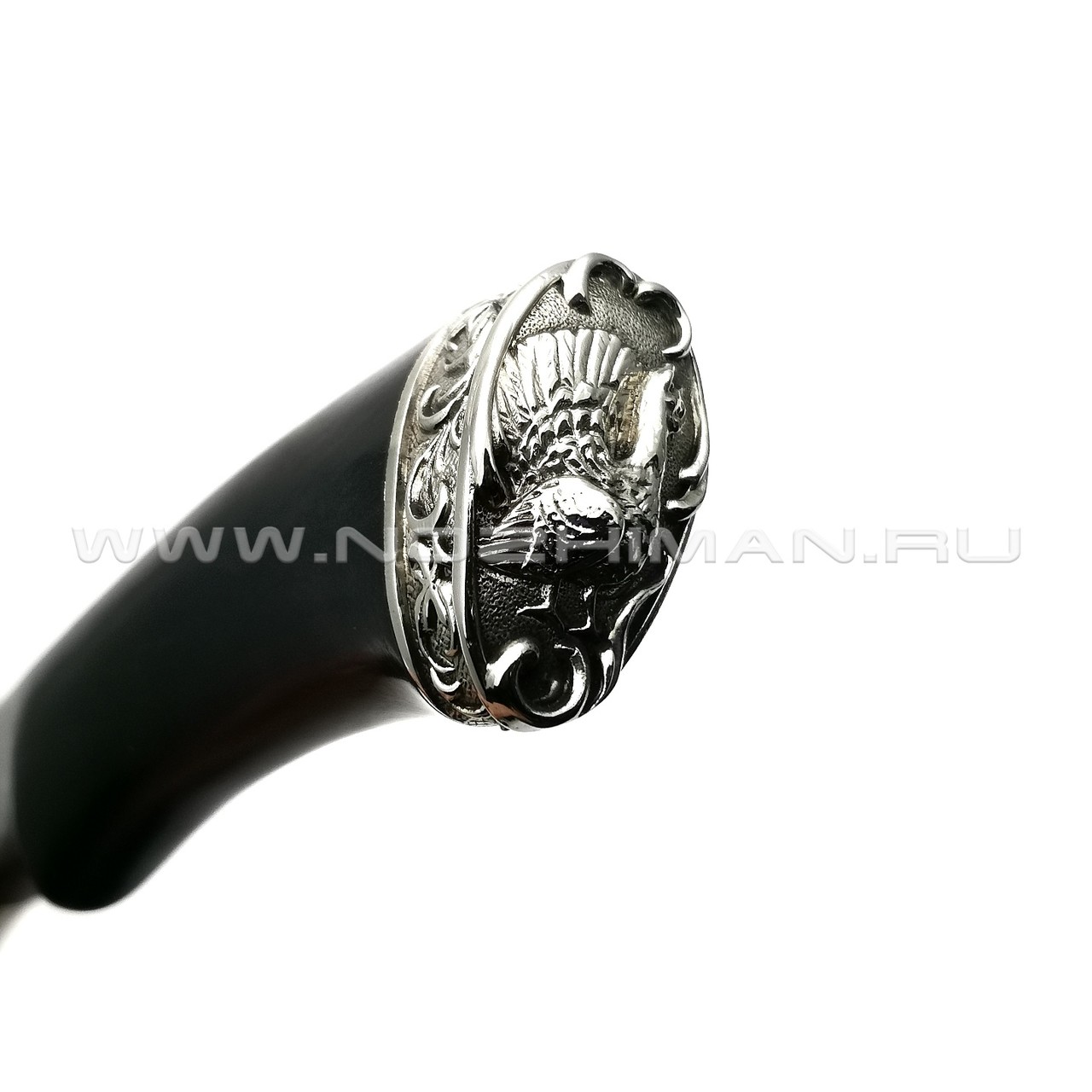 Нож Ирбис дамасская сталь, рукоять граб, мельхиор (Фурсач А. А.)