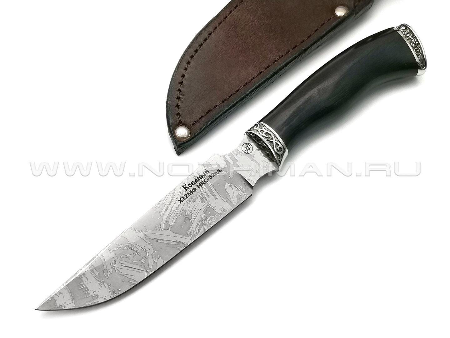 Нож Рысь-М сталь Х12МФ, рукоять граб, мельхиор (Фурсач А. А.)