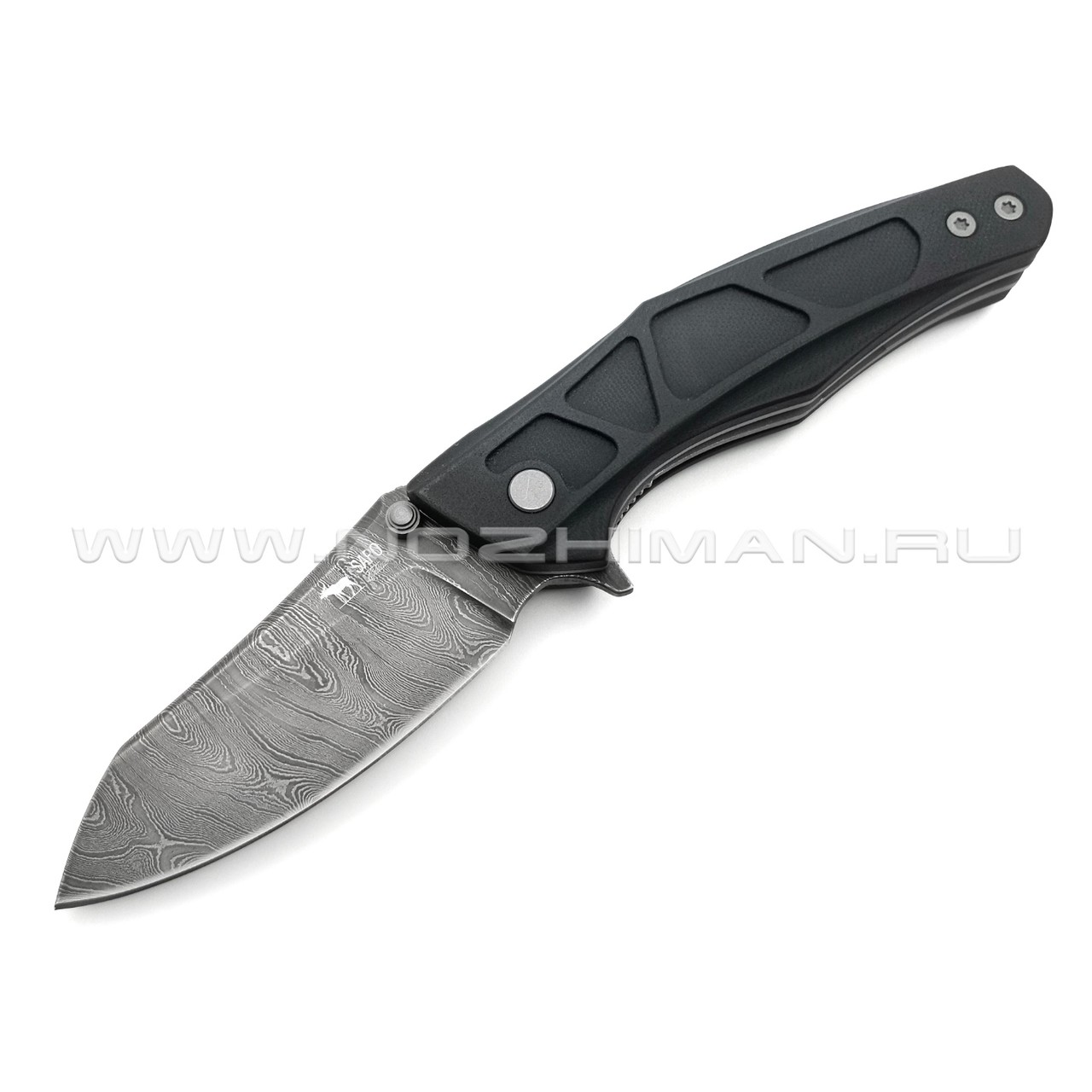 Saro нож Багира дамасская сталь, рукоять G10 black