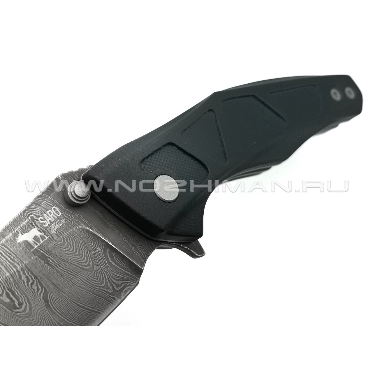 Saro нож Багира дамасская сталь, рукоять G10 black