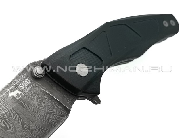 Saro нож Багира дамасская сталь, рукоять G10 black