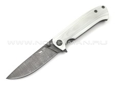 Saro нож Чиж дамасская сталь, рукоять G10 white
