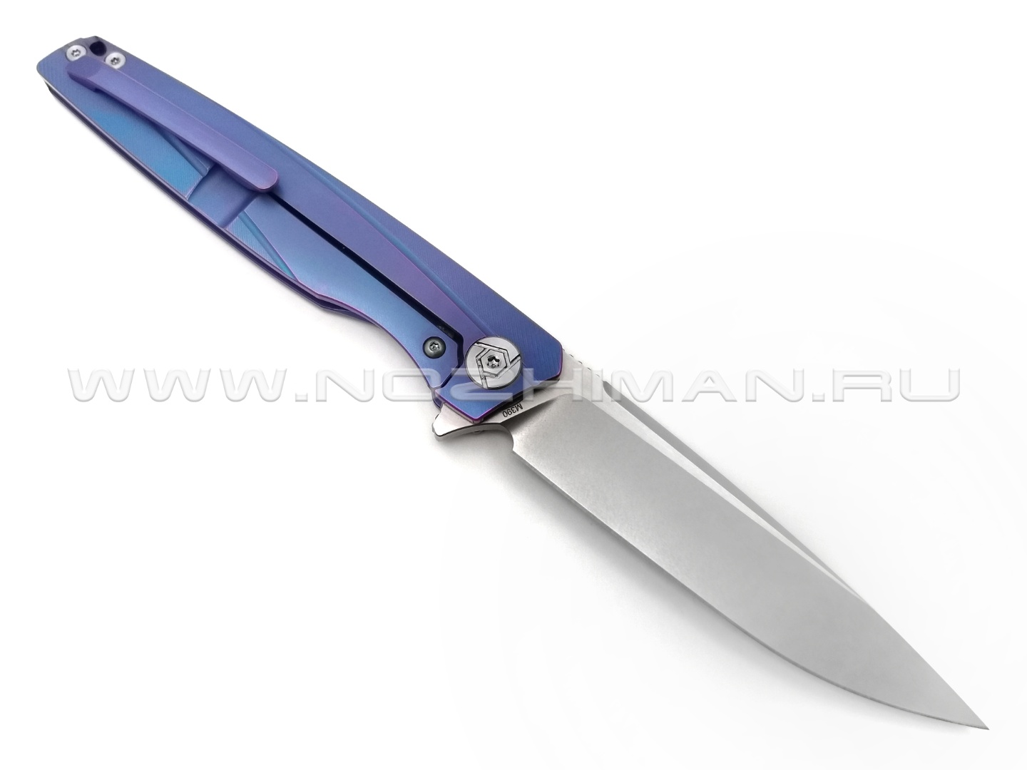 Rike Knife нож RK803CH-B сталь M390, рукоять 6AL4V Titanium blue, carbon fiber