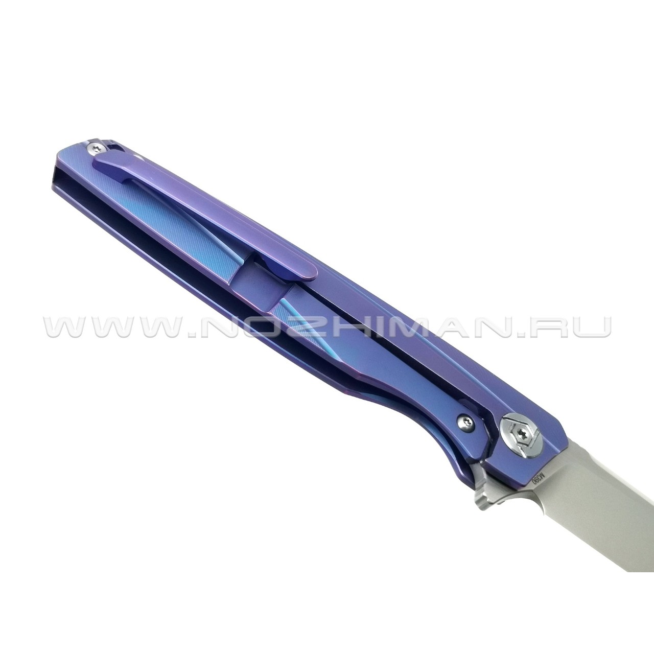 Rike Knife нож RK803CH-B сталь M390, рукоять 6AL4V Titanium blue, carbon fiber