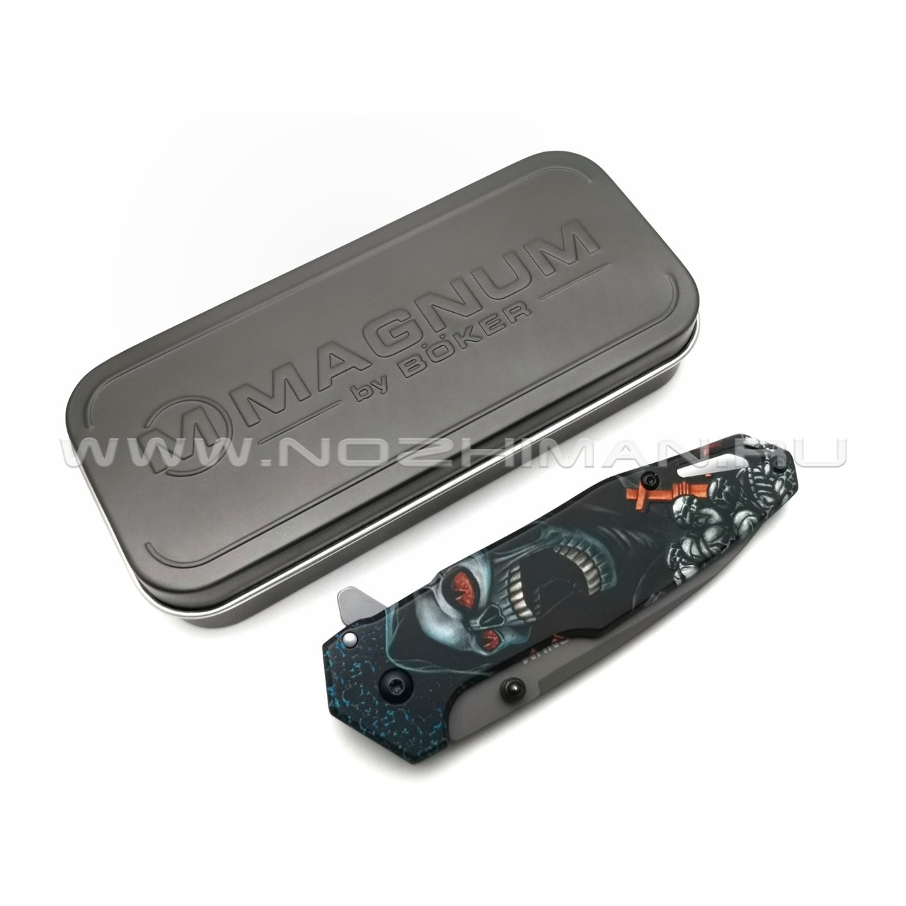 Нож Magnum Screaming Skull 01MB230 сталь 440A, рукоять Stainless steel