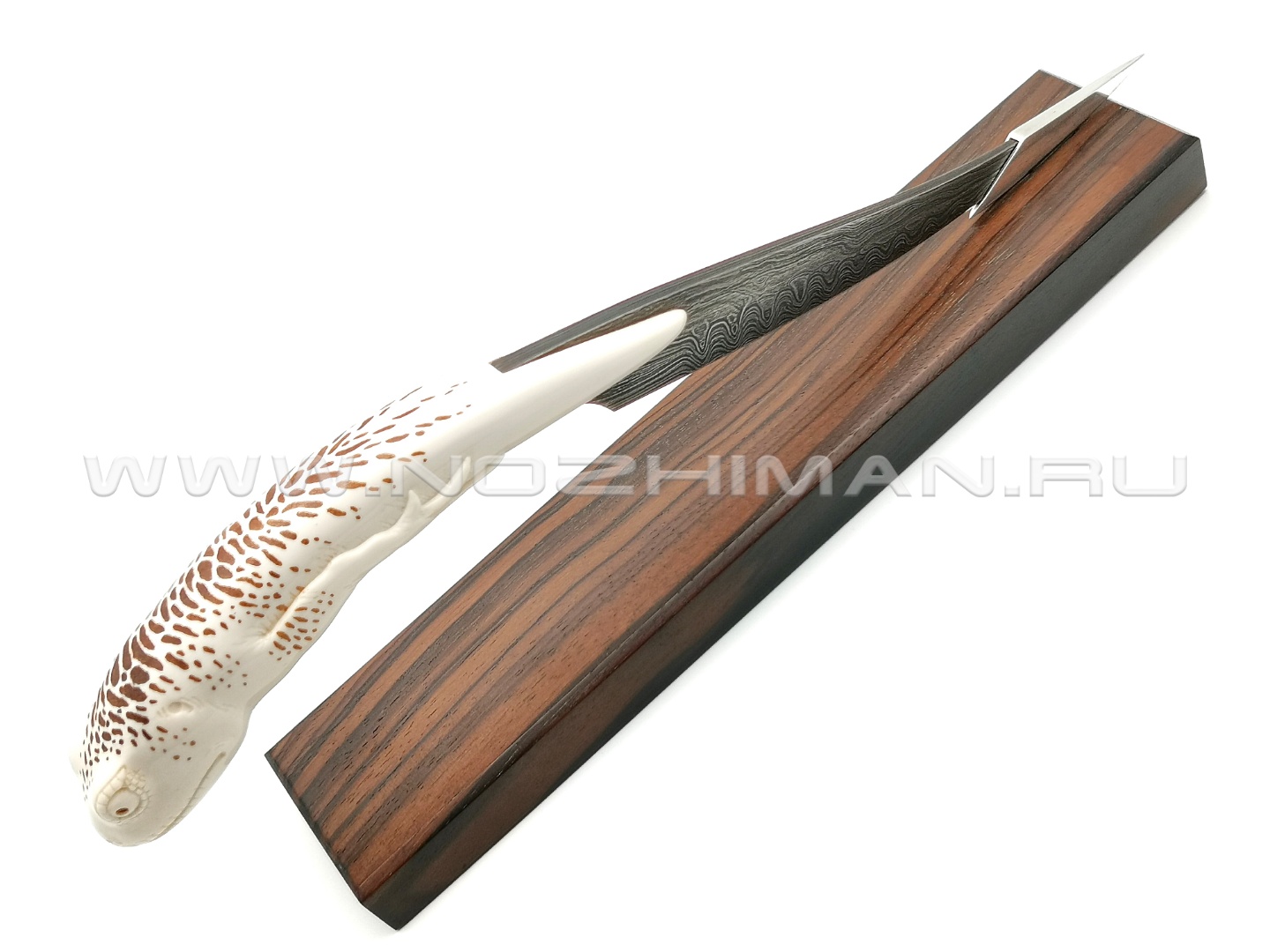 Композиция "Тритон" нож из дамасской стали, рукоять бивень мамонта (Северная Корона)