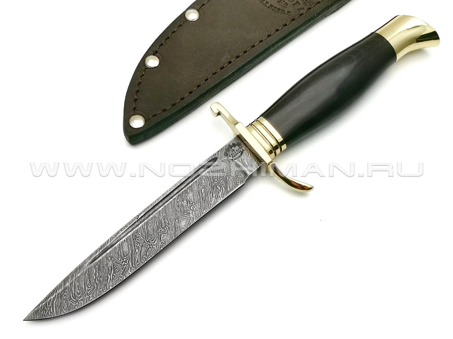 Нож "Финка НКВД" дамасская сталь, рукоять дерево граб, латунь (Товарищество Завьялова)